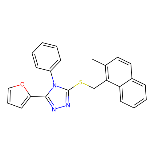 3-(furan-2-yl)-5-{[(2-methylnaphthalen-1-yl)methyl]sulfanyl}-4-phenyl-4H-1,2,4-triazole structure