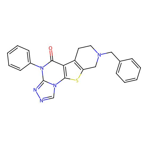 8-benzyl-4-phenyl-6,7,8,9-tetrahydropyrido[4',3':4,5]thieno[3,2-e][1,2,4]triazolo[4,3-a]pyrimidin-5(4H)-one structure