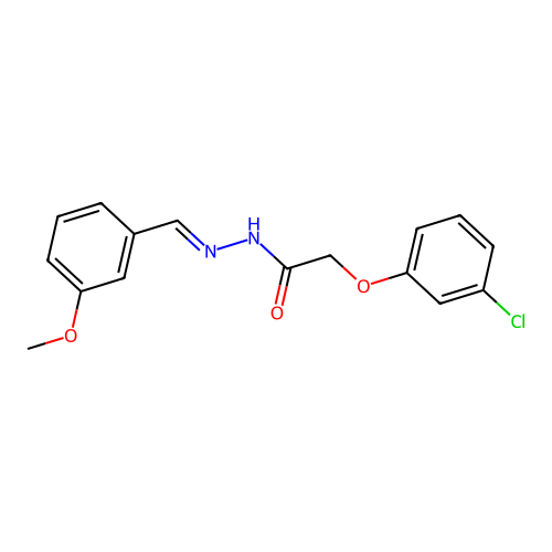 2-(3-chlorophenoxy)-N-[(E)-(3-methoxyphenyl)methylideneamino]acetamide structure