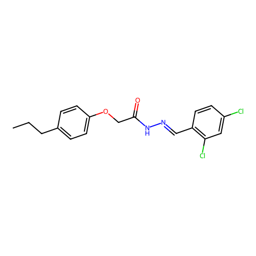 N'-(2,4-dichlorobenzylidene)-2-(4-propylphenoxy)acetohydrazide structure