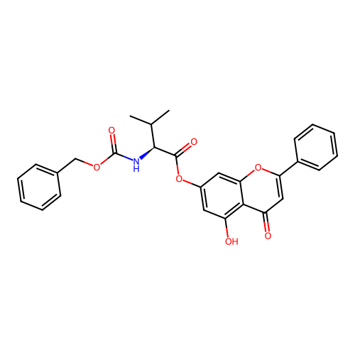(5-hydroxy-4-oxo-2-phenylchromen-7-yl) (2S)-3-methyl-2-(phenylmethoxycarbonylamino)butanoate structure