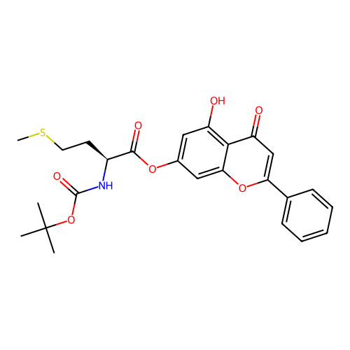 (5-hydroxy-4-oxo-2-phenylchromen-7-yl) (2S)-2-[(2-methylpropan-2-yl)oxycarbonylamino]-4-methylsulfanylbutanoate structure