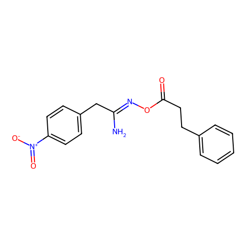 (1Z)-2-(4-nitrophenyl)-N'-[(3-phenylpropanoyl)oxy]ethanimidamide structure