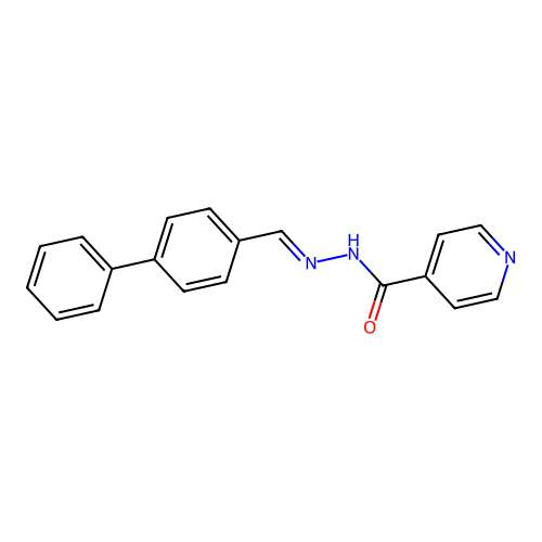 N-[(E)-(4-phenylphenyl)methylideneamino]pyridine-4-carboxamide structure