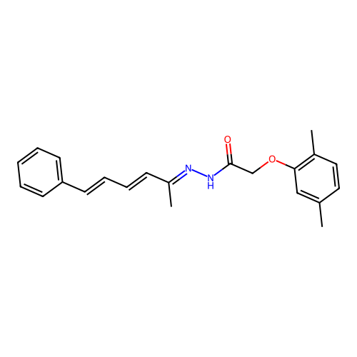 2-(2,5-dimethylphenoxy)-N'-(1-methyl-5-phenyl-2,4-pentadienylidene)acetohydrazide structure