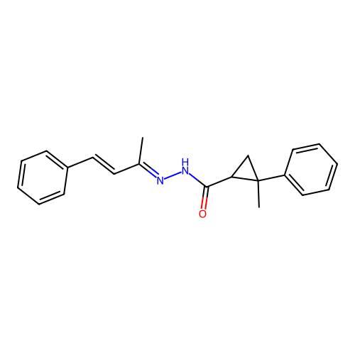2-methyl-N'-(1-methyl-3-phenyl-2-propenylidene)-2-phenylcyclopropanecarbohydrazide structure