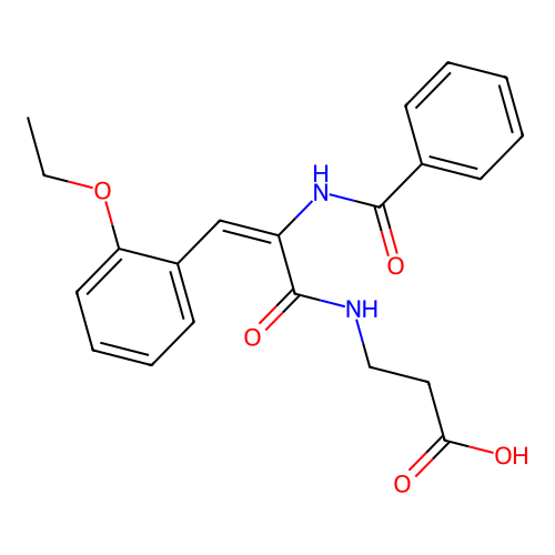 (E)-3-(2-benzamido-3-(2-ethoxyphenyl)acrylamido)propanoic acid structure