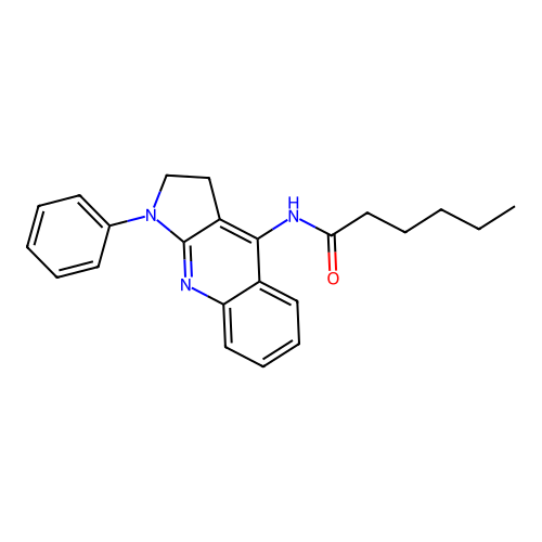 N-(1-phenyl-2,3-dihydro-1H-pyrrolo[2,3-b]quinolin-4-yl)hexanamide structure