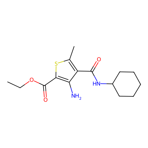 Ethyl 3-amino-4-(cyclohexylcarbamoyl)-5-methylthiophene-2-carboxylate structure
