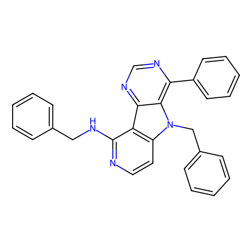 N,5-dibenzyl-4-phenyl-5H-pyrido[3',4':4,5]pyrrolo[3,2-d]pyrimidin-9-amine structure