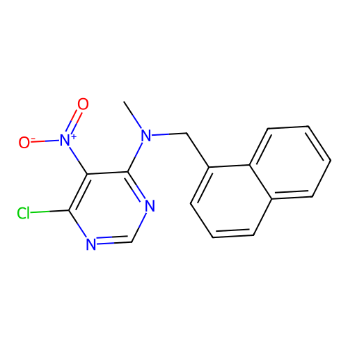 6-chloro-N-methyl-N-(naphthalen-1-ylmethyl)-5-nitropyrimidin-4-amine structure