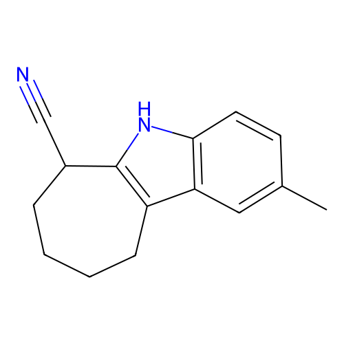 2-Methyl-5,6,7,8,9,10-hexahydrocyclohepta[b]indole-6-carbonitrile structure