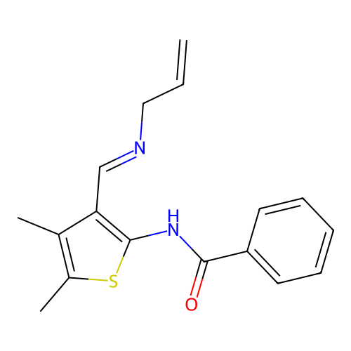 N-{3-[(allylimino)methyl]-4,5-dimethyl-2-thienyl}benzamide structure