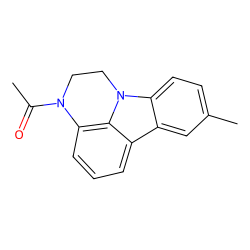 3-acetyl-8-methyl-2,3-dihydro-1H-pyrazino[3,2,1-jk]carbazole structure