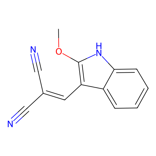 2-[(2-methoxy-1H-indol-3-yl)methylene]malononitrile structure