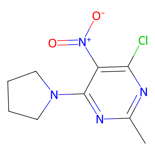 4-Chloro-2-methyl-5-nitro-6-(pyrrolidin-1-yl)pyrimidine structure