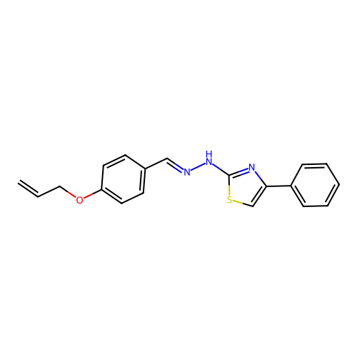 4-phenyl-N-[(4-prop-2-enoxyphenyl)methylideneamino]-1,3-thiazol-2-amine structure