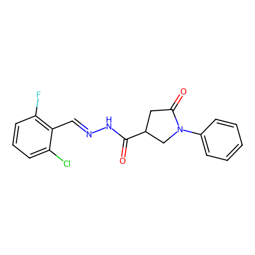 N'-(2-chloro-6-fluorobenzylidene)-5-oxo-1-phenyl-3-pyrrolidinecarbohydrazide structure