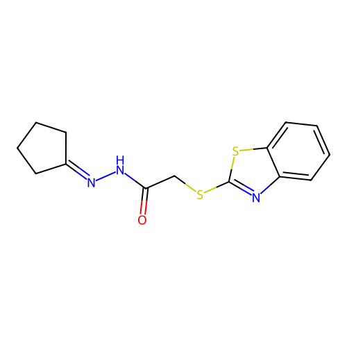 2-(1,3-benzothiazol-2-ylsulfanyl)-N'-cyclopentylideneacetohydrazide structure