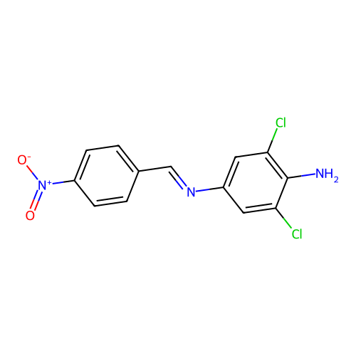 2,6-dichloro-N~4~-(4-nitrobenzylidene)-1,4-benzenediamine structure