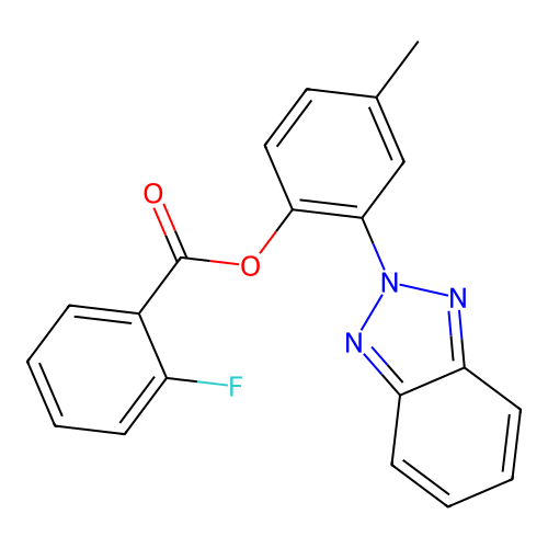 2-(2H-benzotriazol-2-yl)-4-methylphenyl 2-fluorobenzoate structure