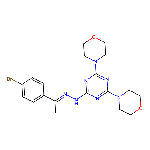 1-(4-Bromophenyl)ethanone [4,6-di(4-morpholinyl)-1,3,5-triazin-2-yl]hydrazone structure