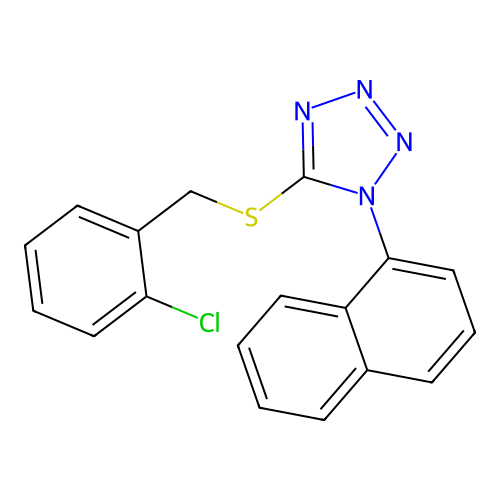 5-[(2-chlorobenzyl)sulfanyl]-1-(naphthalen-1-yl)-1H-tetrazole structure