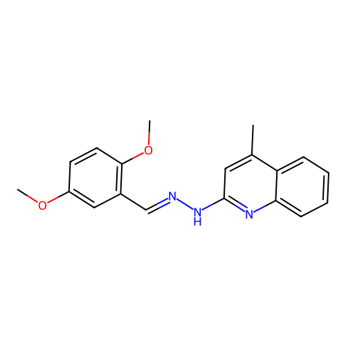 (E)-2-(2-(2,5-dimethoxybenzylidene)hydrazinyl)-4-methylquinoline structure