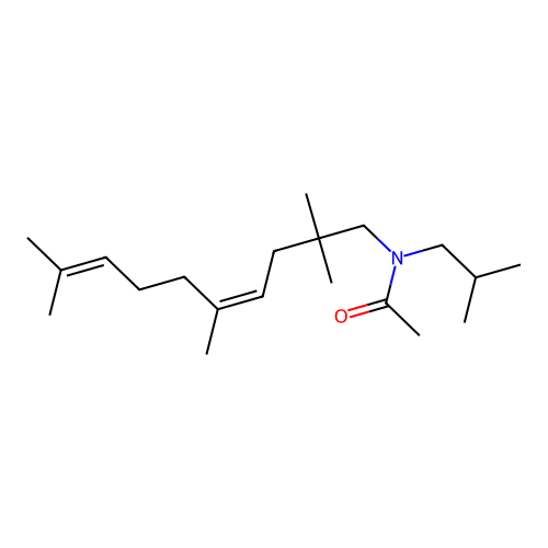 (Z)-N-isobutyl-N-(2,2,5,9-tetramethyldeca-4,8-dien-1-yl)acetamide structure