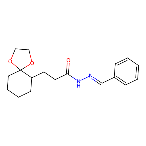 3-(1,4-dioxaspiro[4.5]dec-6-yl)-N'-[(E)-phenylmethylidene]propanehydrazide structure