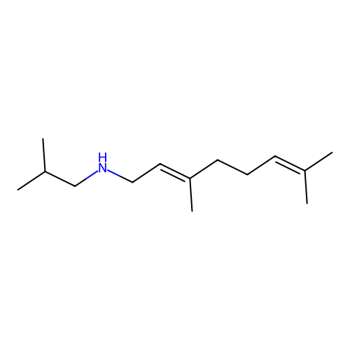 (2E)-3,7-dimethyl-N-(2-methylpropyl)octa-2,6-dien-1-amine structure