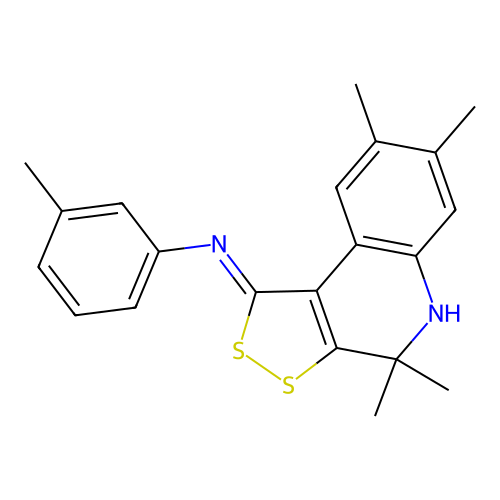 (Z)-3-methyl-N-(4,4,7,8-tetramethyl-4,5-dihydro-1H-[1,2]dithiolo[3,4-c]quinolin-1-ylidene)aniline structure