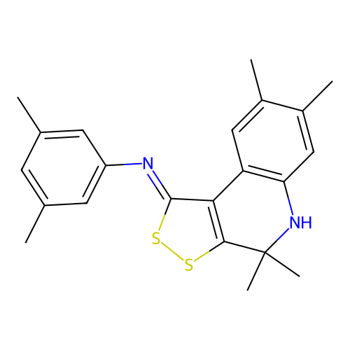 N-(3,5-dimethylphenyl)-4,4,7,8-tetramethyl-5H-dithiolo[3,4-c]quinolin-1-imine structure