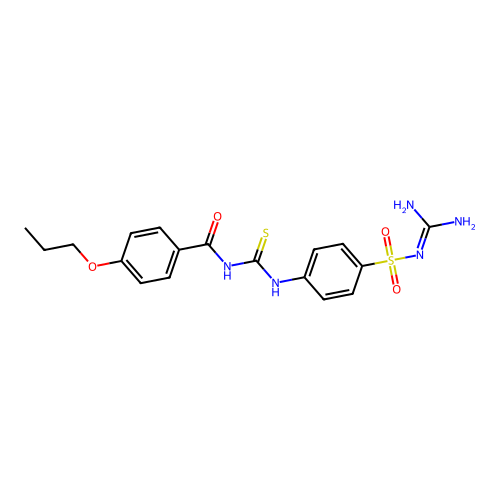 N-{[4-(carbamimidoylsulfamoyl)phenyl]carbamothioyl}-4-propoxybenzamide structure