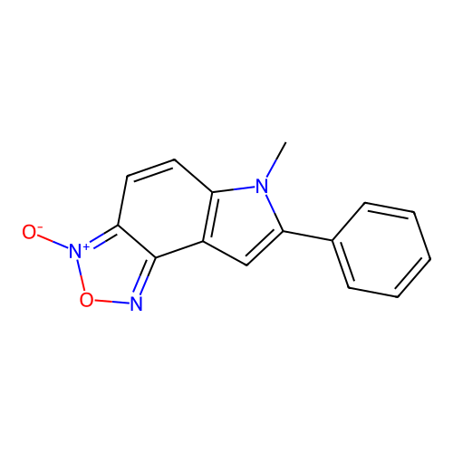 6-Methyl-3-oxido-7-phenylpyrrolo[2,3-g][2,1,3]benzoxadiazol-3-ium structure