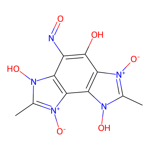 2,7-Dimethyl-5-nitrosobenzo[1,2-d:3,4-d']diimidazole-1,4,8-triol 3,6-dioxide structure