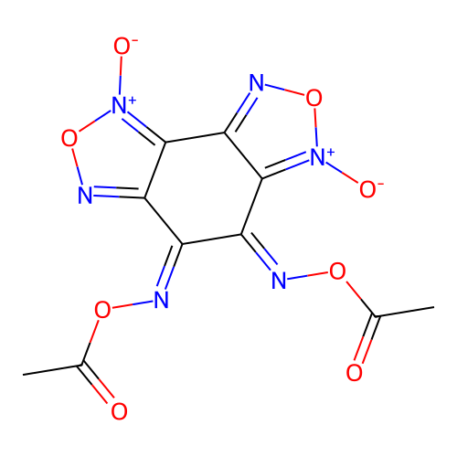 (4E,5E)-4,5-bis(acetoxyimino)-4,5-dihydrobenzo[1,2-c:3,4-c']bis([1,2,5]oxadiazole) 1,6-dioxide structure