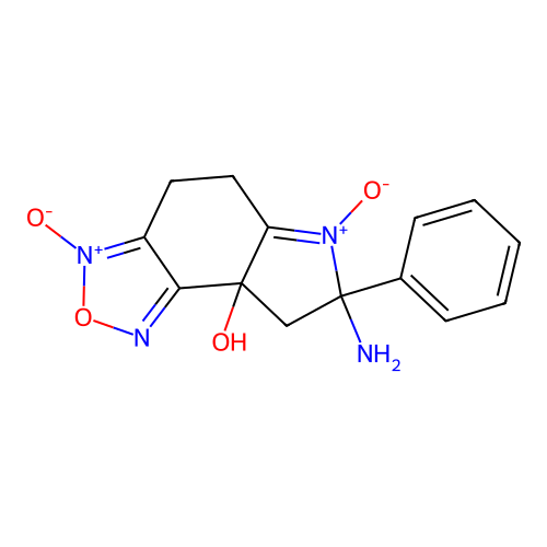 7-amino-3,6-dioxido-7-phenyl-5,8-dihydro-4H-pyrrolo[2,3-g][2,1,3]benzoxadiazole-3,6-diium-8a-ol structure