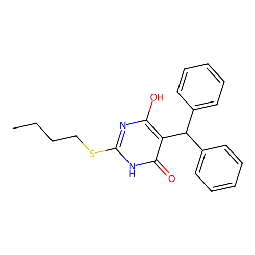 5-benzhydryl-2-(butylsulfanyl)-6-hydroxy-4(1H)-pyrimidinone structure