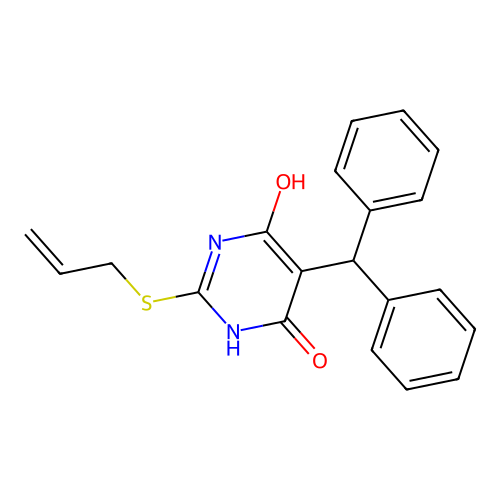 2-(allylsulfanyl)-5-benzhydryl-6-hydroxy-4(1H)-pyrimidinone structure
