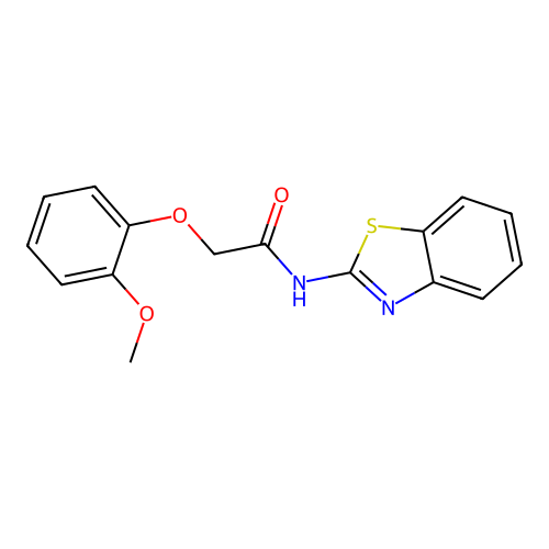N-(1,3-benzothiazol-2-yl)-2-(2-methoxyphenoxy)acetamide structure