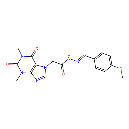 2-(1,3-dimethyl-2,6-dioxo-1,2,3,6-tetrahydro-7H-purin-7-yl)-N'-(4-methoxybenzylidene)acetohydrazide structure