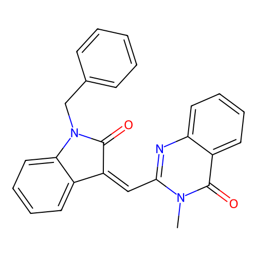 (Z)-2-((1-benzyl-2-oxoindolin-3-ylidene)methyl)-3-methylquinazolin-4(3H)-one structure