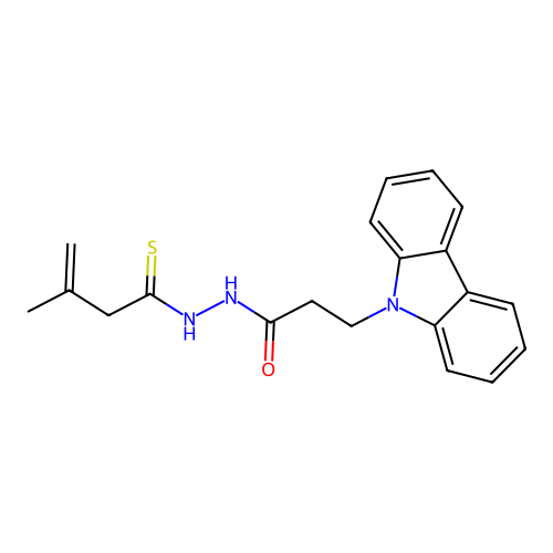 3-(9H-carbazol-9-yl)-N'-(3-methylbut-3-enethioyl)propanehydrazide structure