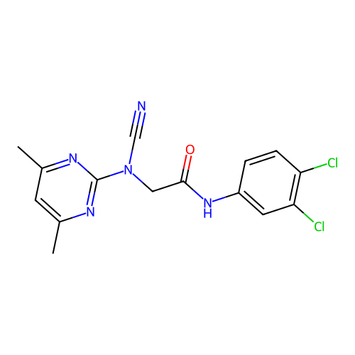 2-[cyano(4,6-dimethyl-2-pyrimidinyl)amino]-N-(3,4-dichlorophenyl)acetamide structure