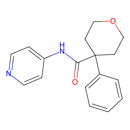 4-phenyl-N-(pyridin-4-yl)tetrahydro-2H-pyran-4-carboxamide structure