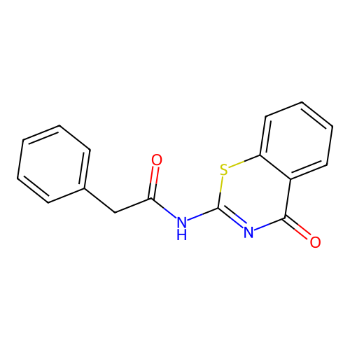 N-[(2Z)-4-oxo-3,4-dihydro-2H-1,3-benzothiazin-2-ylidene]-2-phenylacetamide structure