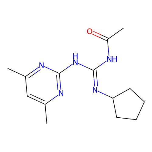 N''-Acetyl-N-cyclopentyl-N'-(4,6-dimethyl-2-pyrimidinyl)guanidine structure