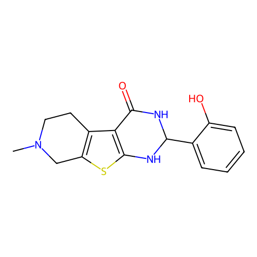 2-(2-hydroxyphenyl)-7-methyl-2,3,5,6,7,8-hexahydropyrido[4',3':4,5]thieno[2,3-d]pyrimidin-4(1H)-one structure