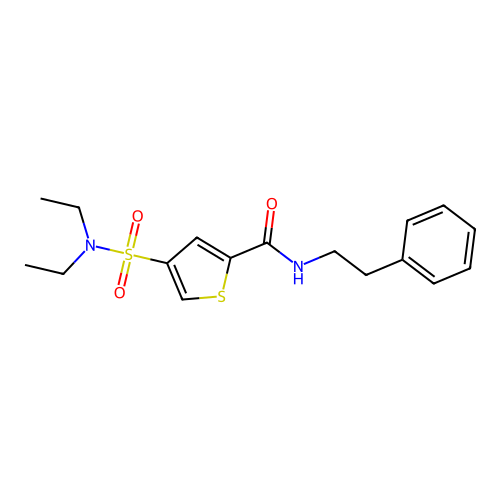 4-(diethylsulfamoyl)-N-(2-phenylethyl)thiophene-2-carboxamide structure